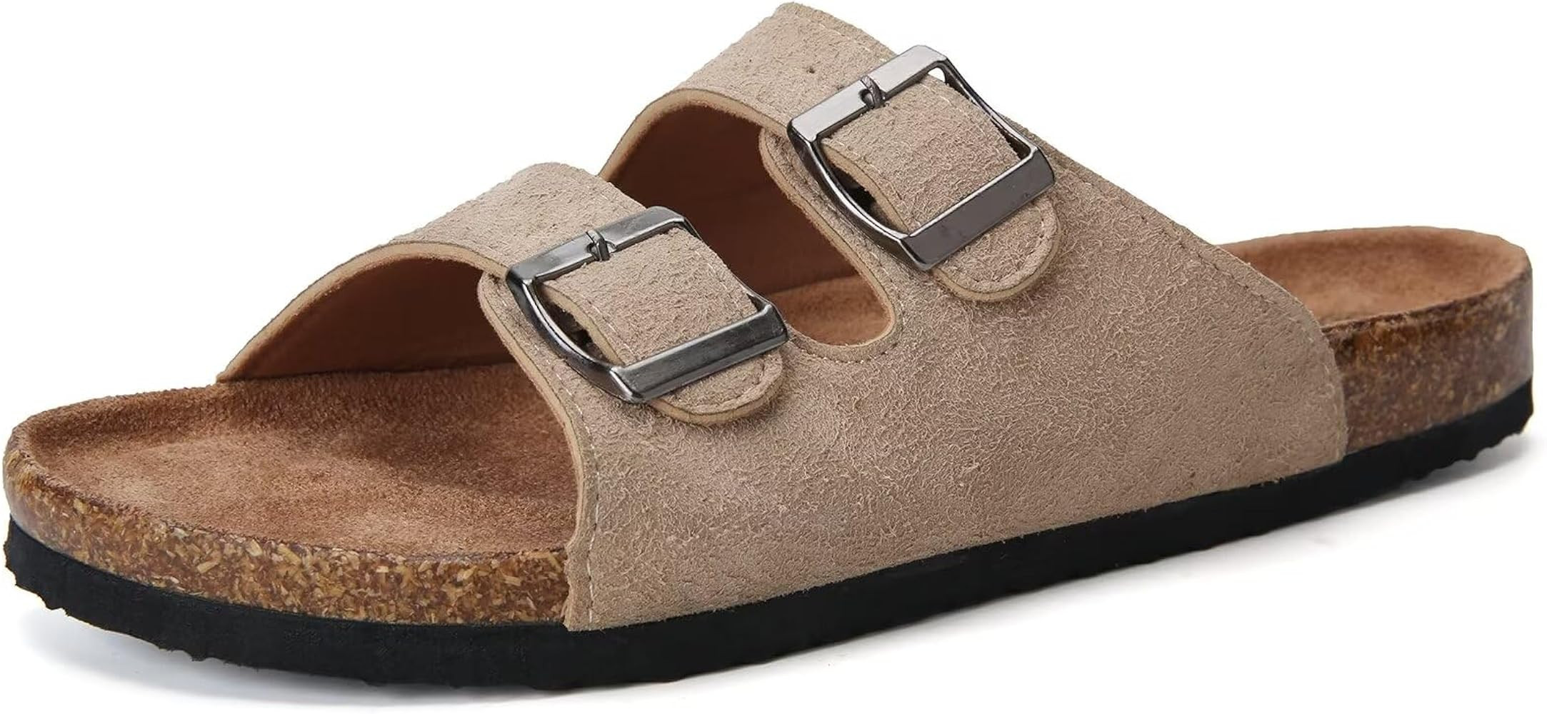 Torotto Womens Slides with Cork Footbed Open Toe Adjustable Webbing Flat Sandals for Walking | Be... | Amazon (US)
