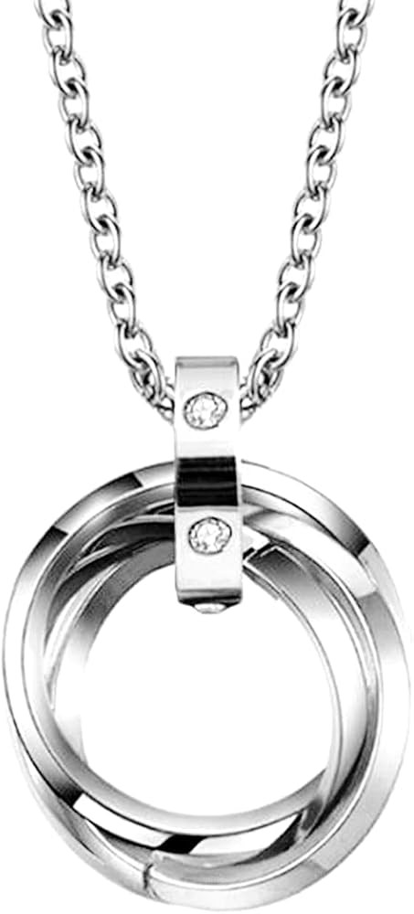 Jude Jewelers Stainless Steel Three Interlocking Braided Circles Pendant Necklace | Amazon (US)