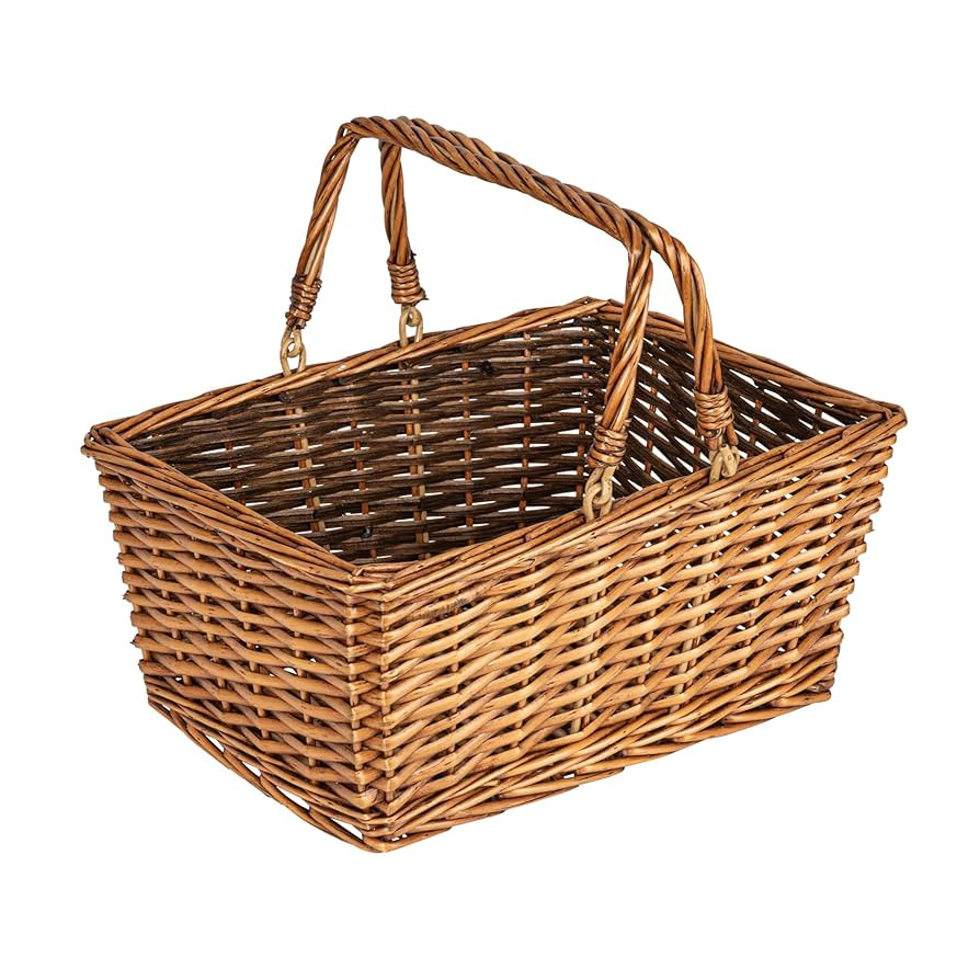 Household Essentials Woven Market Basket, Handwoven Willow Weave, Stylish Handles with Durable Me... | Amazon (US)