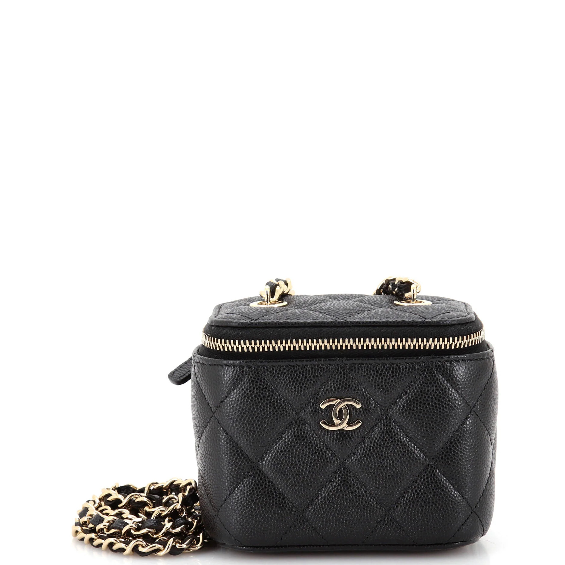 Classic Vanity Case with Chain Quilted Caviar Mini | Shop Simon