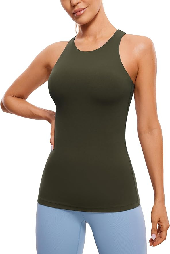 CRZ YOGA Butterluxe High Neck Tank Tops for Women - Racerback Workout Padded Yoga Athletic Camiso... | Amazon (US)