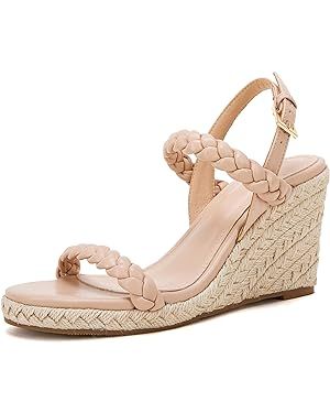 Womens Espadrille Wedge Sandals Heels Platform Braided Ankle Strap Buckle Open Toe Summer Party D... | Amazon (US)