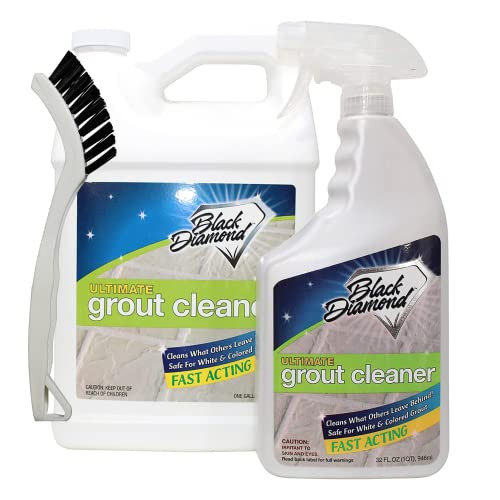 Black Diamond Stoneworks Ultimate Grout Cleaner for Tile Floors - Removes Old and New Stains -Safe for Colored Grout and Natural Stone (1-Quart/1-Gallon/sm-brush) | Amazon (US)