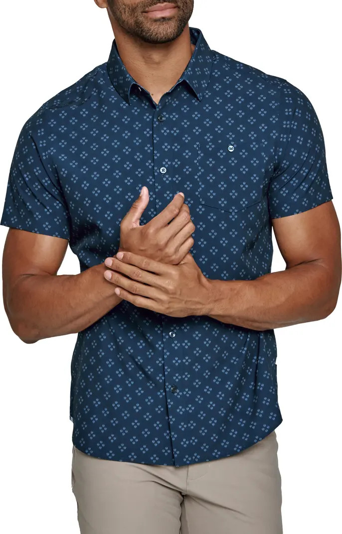 Bradford Geo Print Short Sleeve Performance Button-Up Shirt | Nordstrom