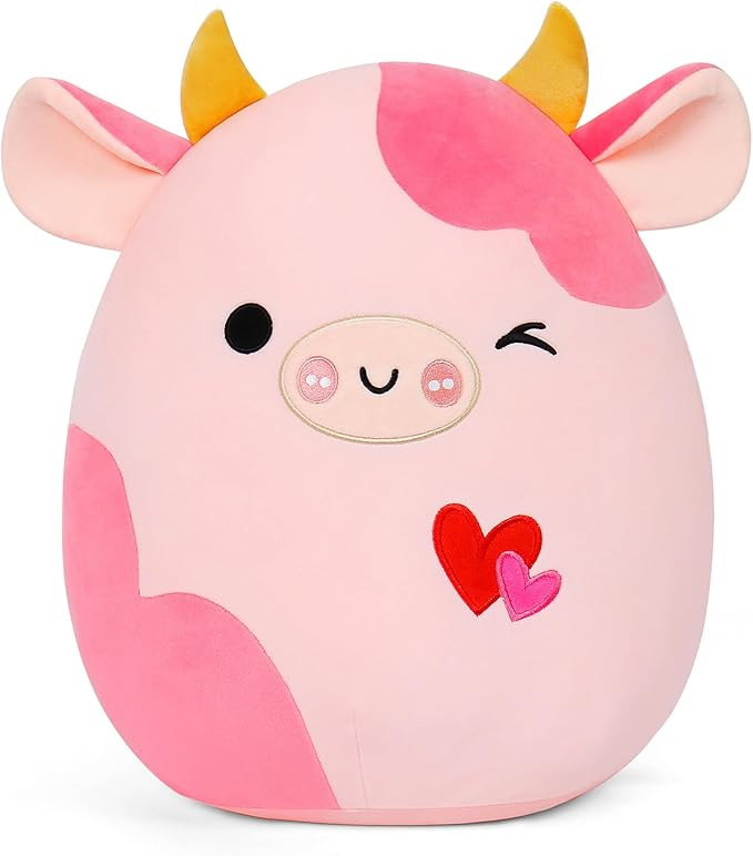 OurHonor Valentine‘s Day Plush, 16" Soft Cow Stuffed Animals with Red Heart, Cute Stuffy Doll P... | Amazon (US)