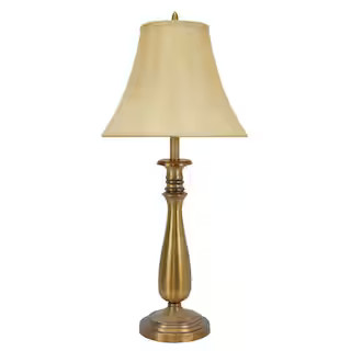 Fangio Lighting 29 in. Restoration Antique Brass Metal Table Lamp 1159 - The Home Depot | The Home Depot