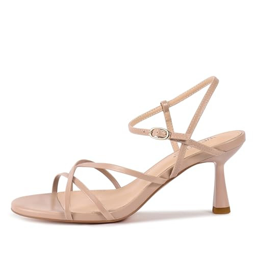 wetkiss Nude Heels For Women Strappy Heels For Women Nude Sandal Heels For Women Low Heels Kitten Heels For Women Comfortable Heels For Women Dressy Heels Black Strappy Heels Womens Sandal Heels | Amazon (US)
