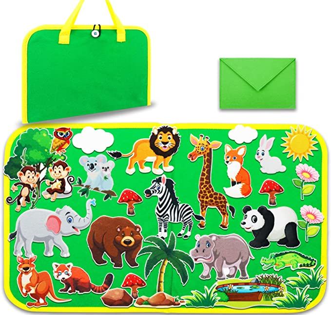 Craftstory Zoo Animals Travel Felt-Board Story Set for Toddlers, 32 Pieces Flannel Board Stories ... | Amazon (US)