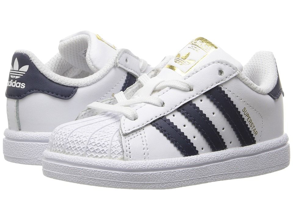 adidas Originals Kids - Superstar (Infant/Toddler) (White/Navy/Gold) Kids Shoes | Zappos