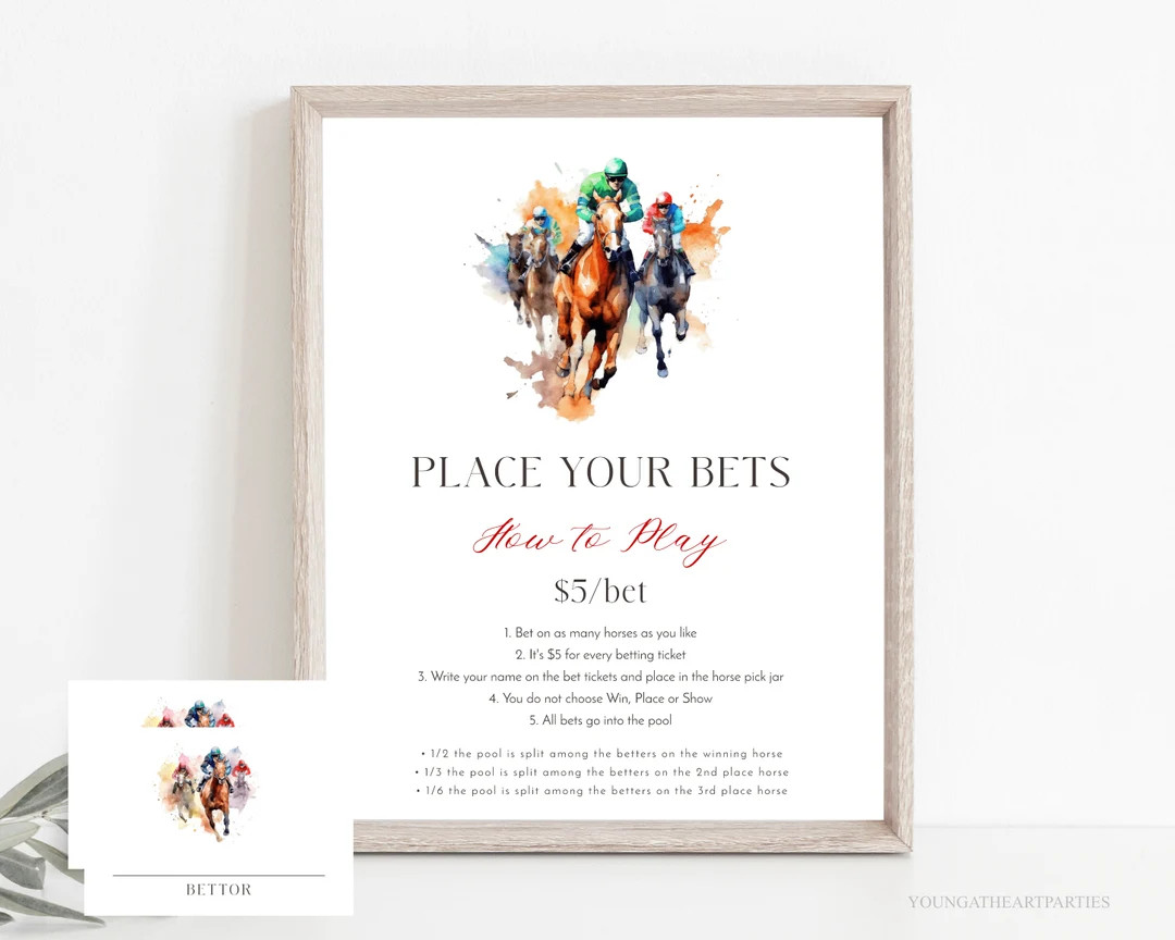 Derby Race Betting Sign with Bet Slips Template, Editable Jockey Horse Bet Wager Game, Kentucky D... | Etsy (US)
