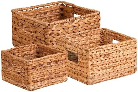 Honey-Can-Do Banana Leaf Storage Baskets –Water Hyacinth Woven Basket, Decorative Baskets for S... | Amazon (US)