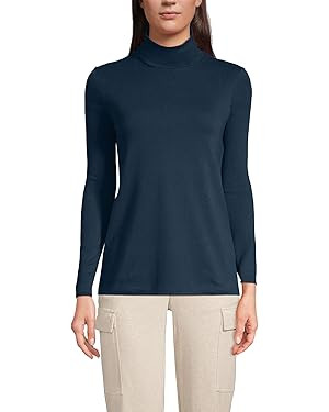 Lands' End Women's American-Grown Supima Cotton Fitted Long Sleeve Turtleneck | Amazon (US)
