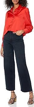 The Drop Women's @lucyswhims Long Sleeve Button Down Stretch Satin Shirt | Amazon (US)