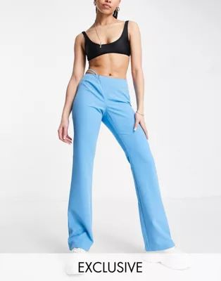 COLLUSION tailored flared pants with waist detail in bright blue - part of a set | ASOS (Global)