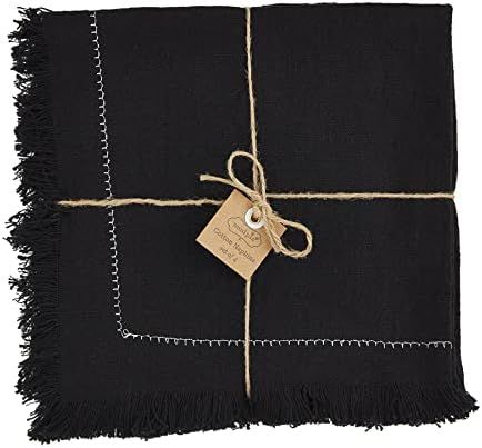 Mud Pie Black Cotton Napkin with Embroidery, 18" x 18" | Amazon (US)