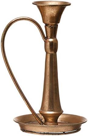 Creative Co-Op 5-1/2"L x 5" W x 8-1/2"H Metal Chamberstick, Copper Finish Taper Holders, Multi | Amazon (US)