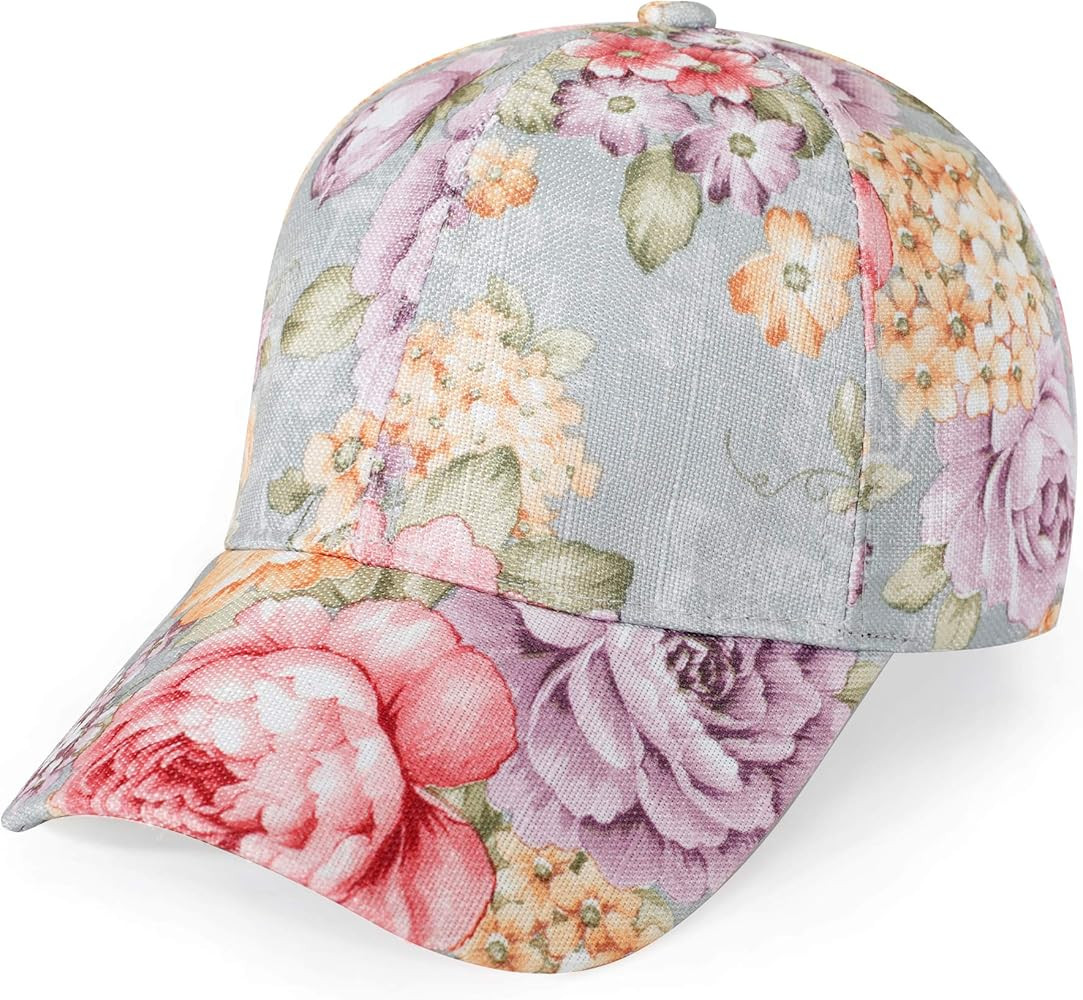 ZLYC Women Fashion Floral Print Baseball Cap Hawaiian Adjustable Snapback Dad Hat | Amazon (US)