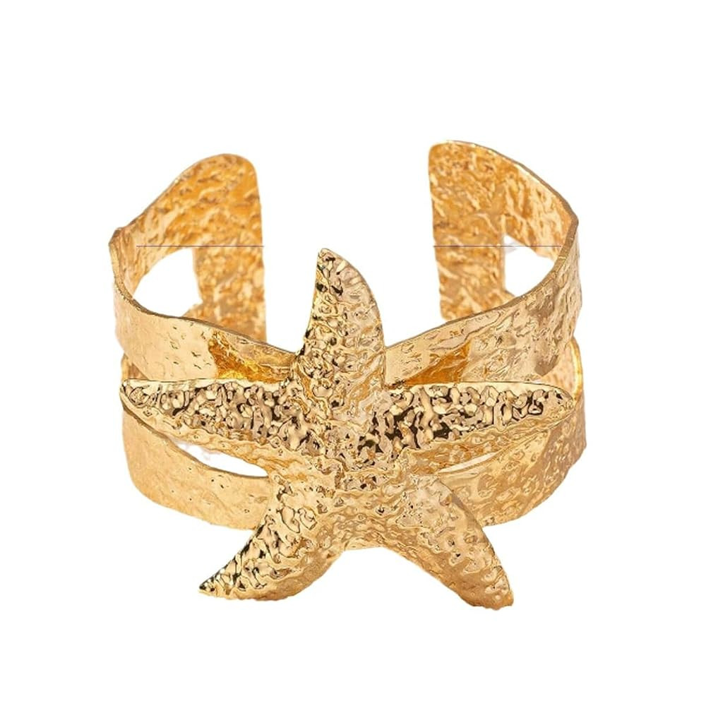 Blue Drop Arm Cuff for Women Starfish Shell Bracelet Gold Plated Cuff Bangle Adjustable Arm Cuff ... | Amazon (US)