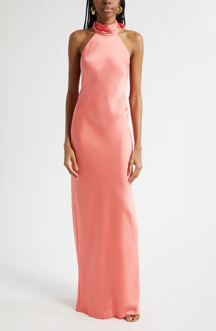 Tatiana Halter Neck Satin Gown | Nordstrom