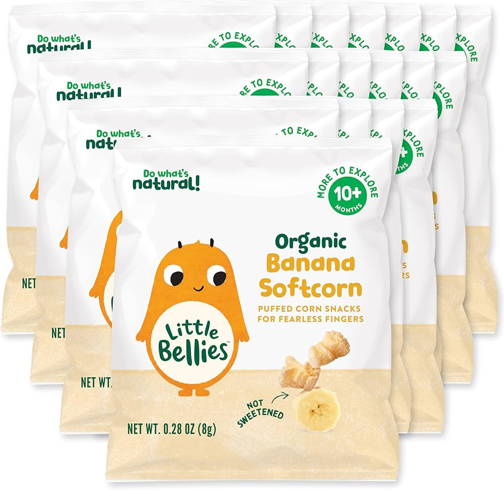 Little Bellies Organic Banana Softcorn Baby Snack (Pack of 18 x 0.28 oz Individual Packs) | Amazon (US)