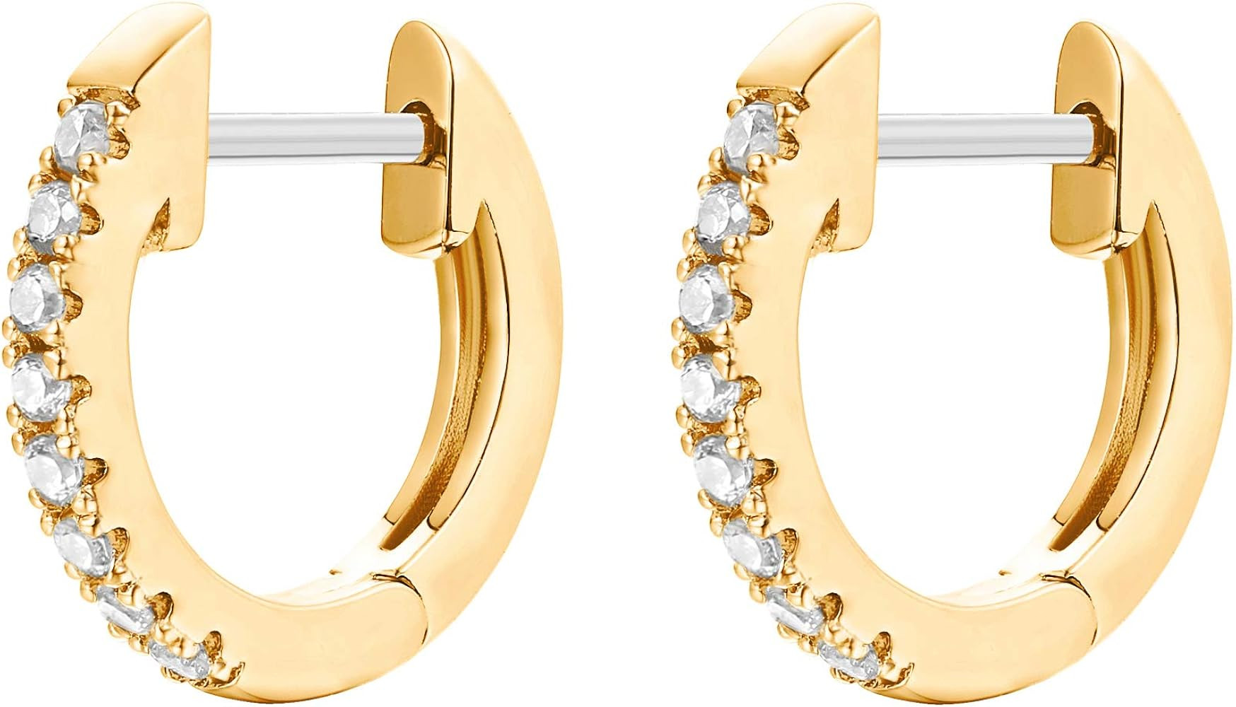 PAVOI 14K Gold Plated Cubic Zirconia Cuff Earrings Huggie Stud | Amazon (US)