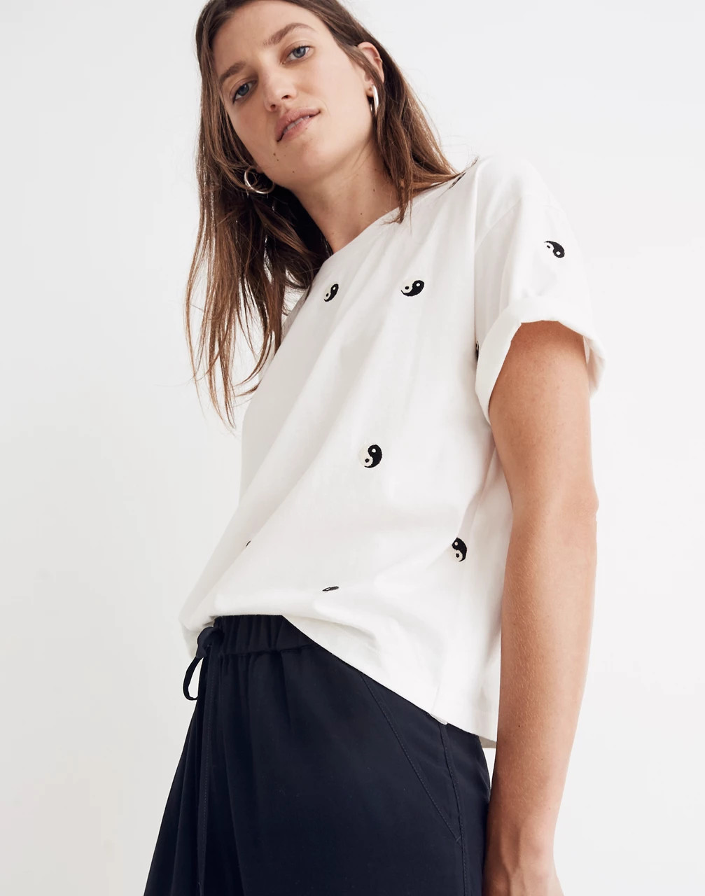 Embroidered Yin-Yang Easy Crop Tee | Madewell