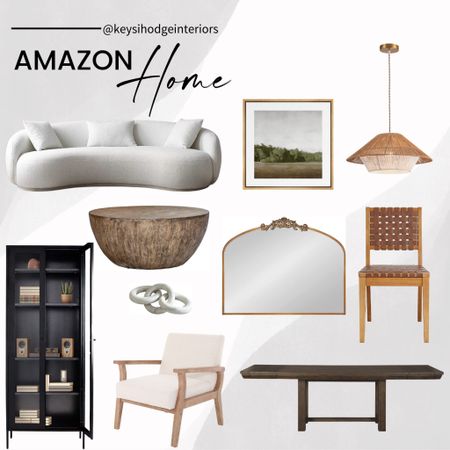 Amazon home furniture, amazon home decor, amazon finds, amazon faves, framed landscape wall art, leather woven dining chair, woven rattan pendant light, rectangular dining table, extendable dining table, modern curved sofa, arch mirror, minimalist round table, large coffee table, round wood coffee table, neutral lounge chair, black metal storage with glass door

#LTKFind #LTKhome