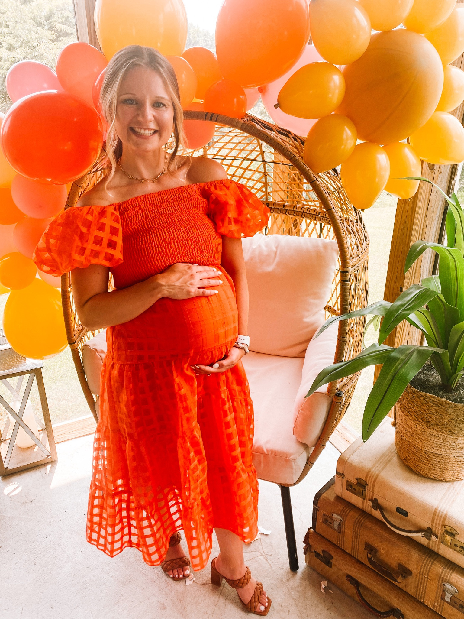 Baby shower amazon dress | wearing a size small at 32 weeks 🧡 baby shower outfit / baby shower dress / baby shower 

#LTKbump #LTKbaby