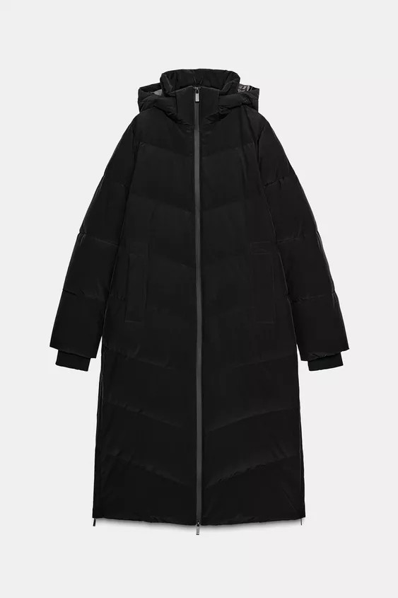 LONG WATER-REPELLENT AND WINDPROOF HOODED DOWN PUFFER JACKET | Zara US