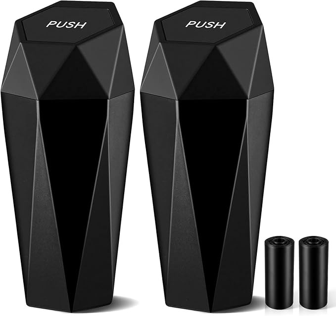 JUSTTOP Car Trash Can with Lid, Diamond Design Small Automatic Portable Trash Can, Easy to Clean,... | Amazon (US)