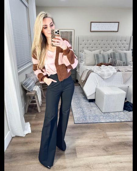 Trendy office outfit 

My cropped cardigan is juniors sizing I sized up to medium 

My satin cami is part of a 3 pack on Amazon size small

Black work pants wearing size 2 long 
Also linking another fave 

Business casual workwear 

#LTKunder50 #LTKstyletip #LTKworkwear