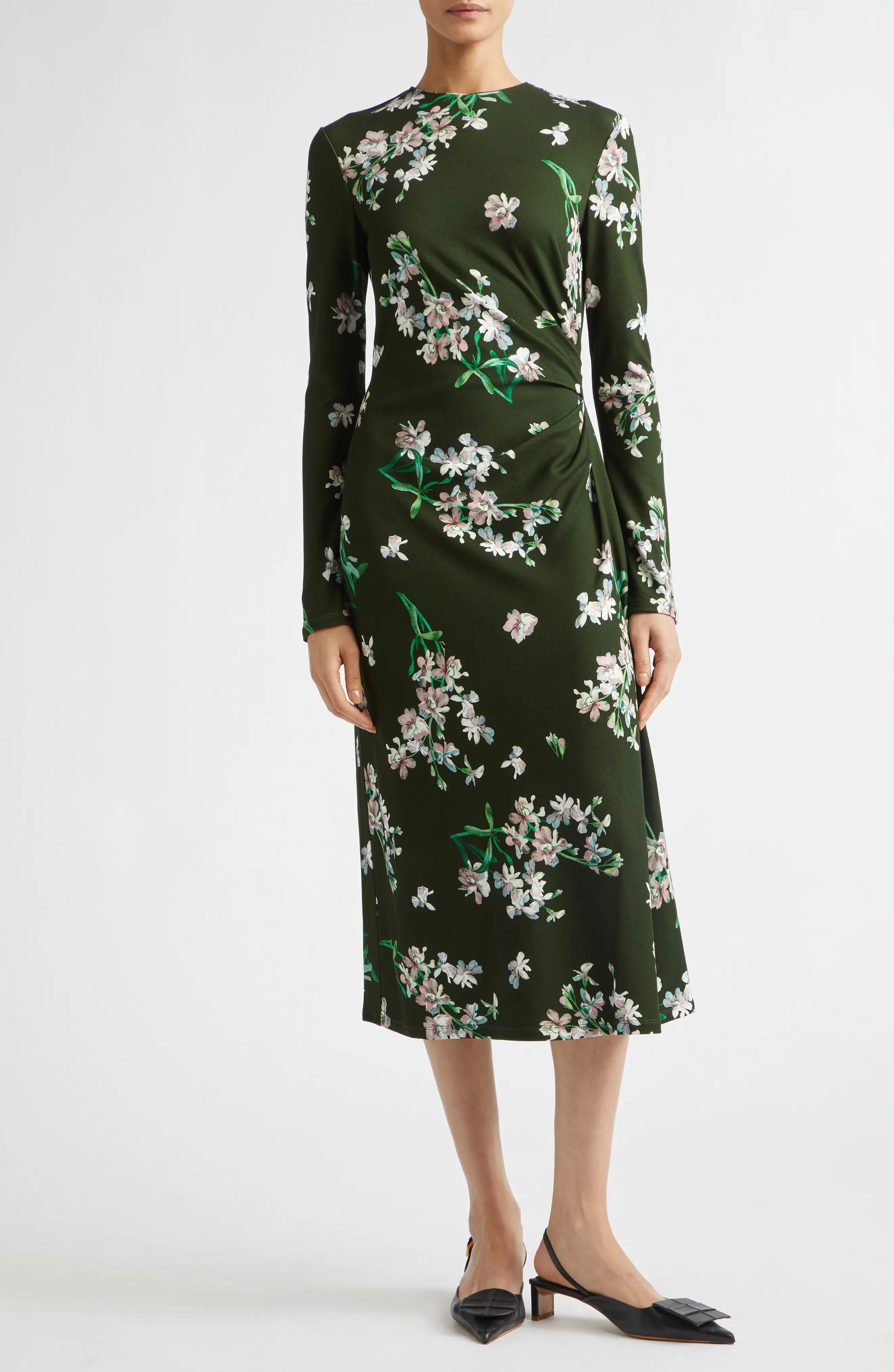 Erdem Floral Long Sleeve Ponte Midi Dress (Women) | Nordstrom | Nordstrom