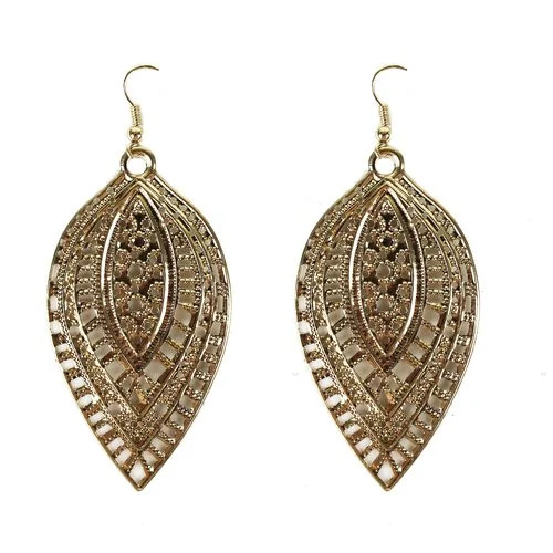Essentials Earring Gold Leaf Drop Ear - Walmart.com | Walmart (US)