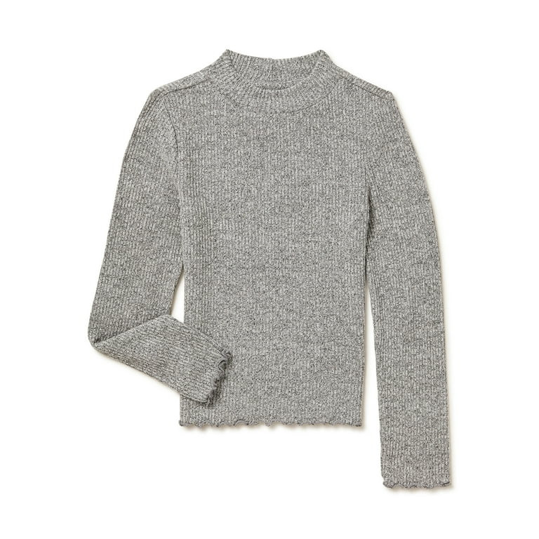 Wonder Nation Girls Ribbed Mock Neck Top with Long Sleeves, Sizes 4-18 & Plus - Walmart.com | Walmart (US)