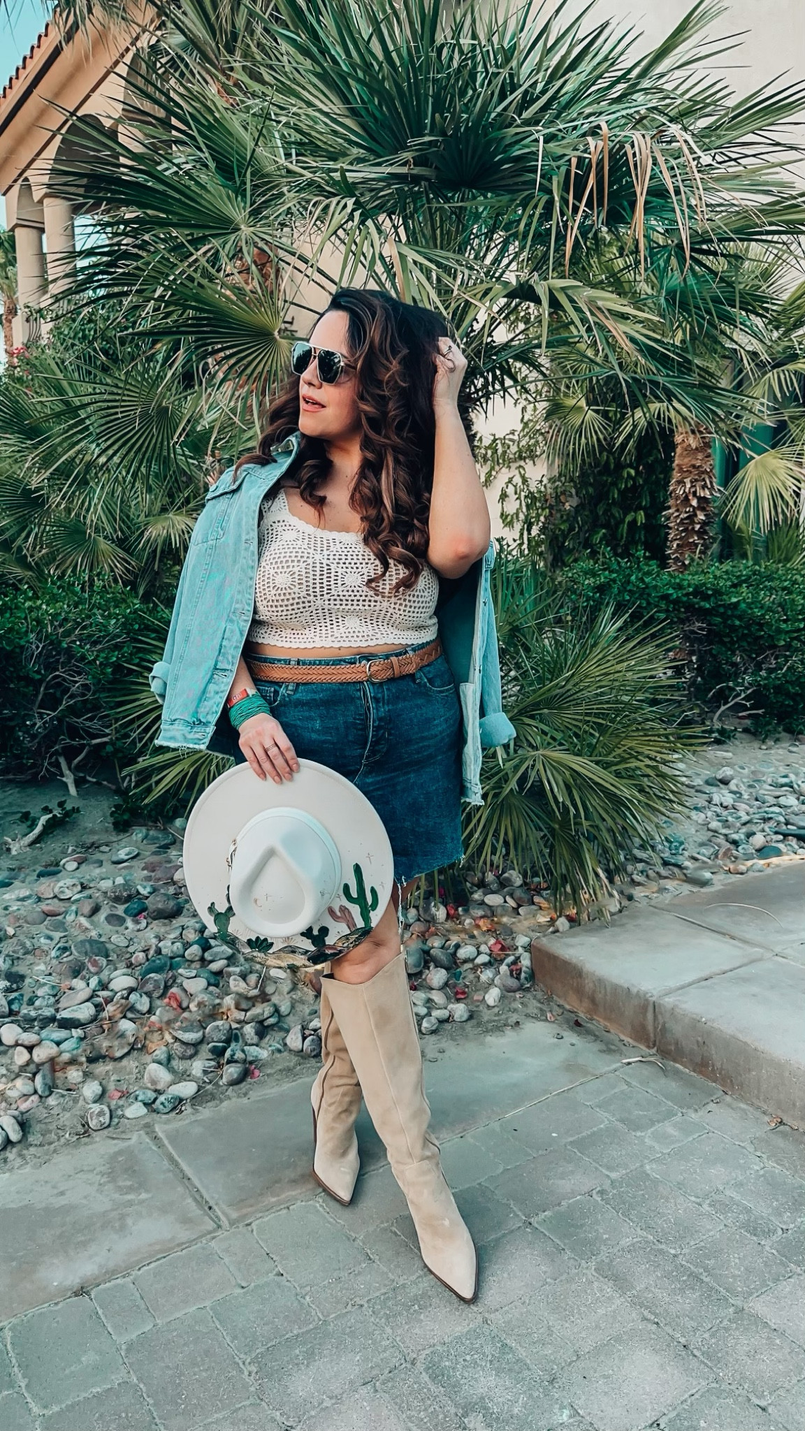 Vacation - Travel - Denim - Skirt 
Large in crochet top
Xl in boyfriend denim jacket 
Sized up one in the denim skirt
Use code 20TARYN

#LTKstyletip #LTKcurves #LTKFind