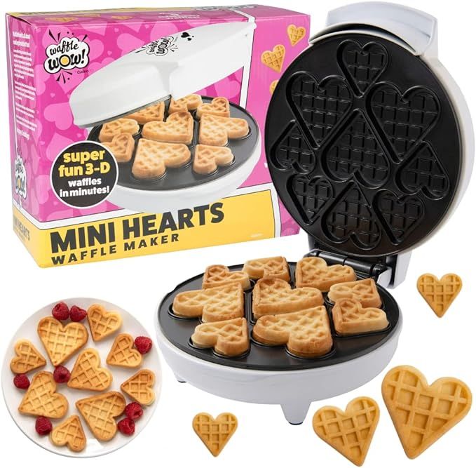 Valentines Day Mini Hearts Waffle Maker - Make 9 Heart Shaped Waffles or Pancakes w Electric Nons... | Amazon (US)