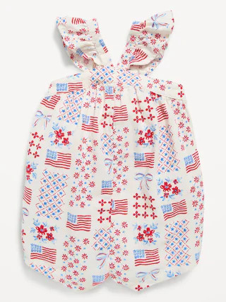 Printed Sleeveless Linen-Blend Romper for Baby | Old Navy (US)