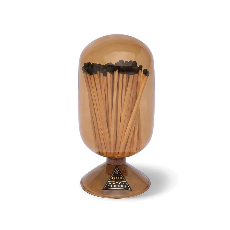 Skeem Glass Match Cloche - Amber - Includes 120 Small Black-Tipped Match Sticks | Amazon (US)