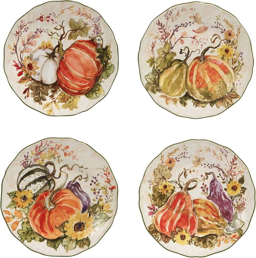 Certified International Harvest Morning Salad/Dessert Plates, Multicolor, Medium, Set of 4 | Amazon (US)