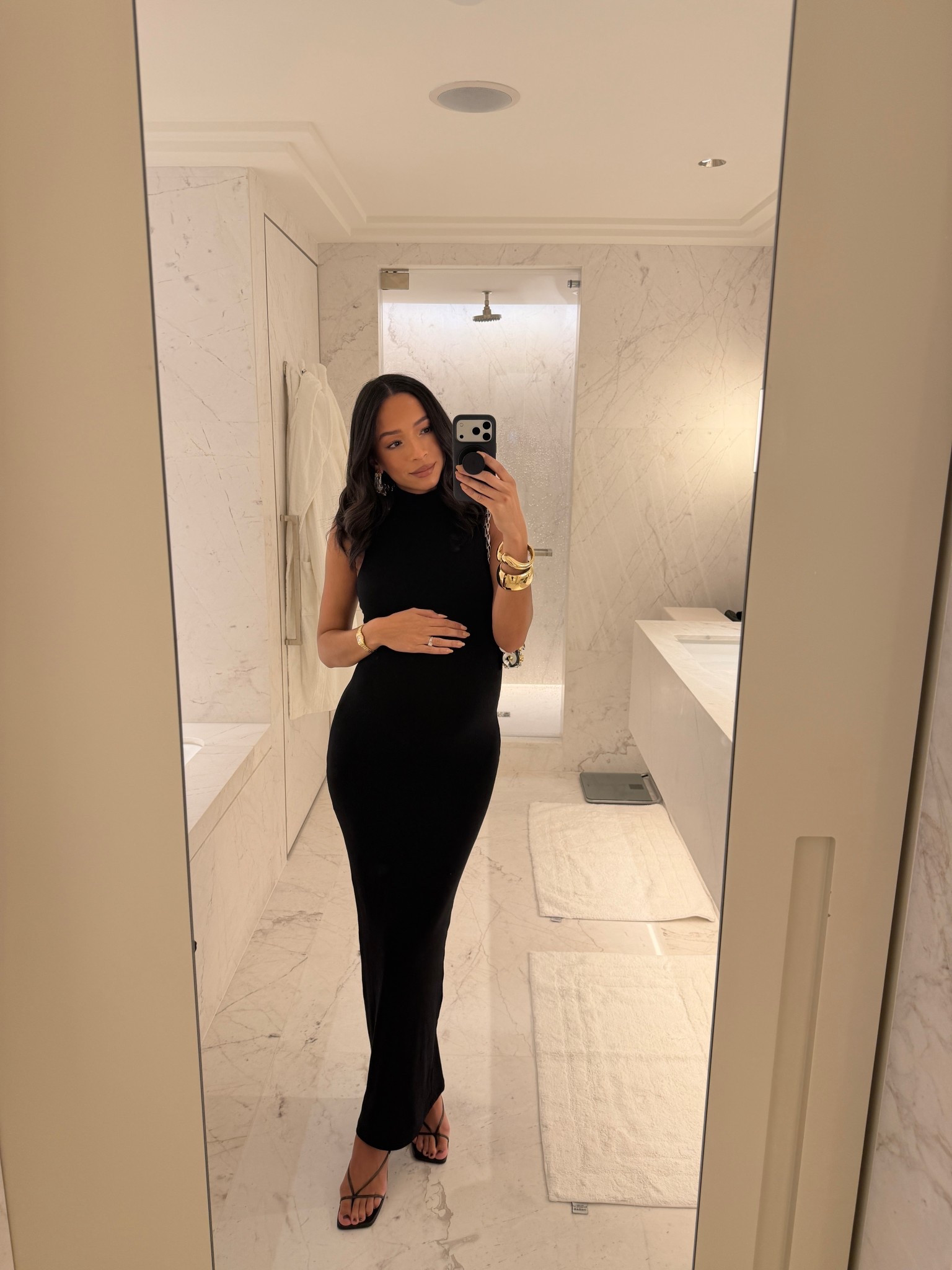 Dinner outfit in Miami ✨ This dress is really stretchy, comfortable & bump-friendly! Would be so cute with a cardigan or jacket over top for chillier weather! Wearing size S black maxi dress 

Miami outfit 
Fall dress 
Fall outfit 
Fall fashion
Bump friendly dress
Date night outfit 

#LTKFindsUnder100 #LTKBump #LTKStyleTip