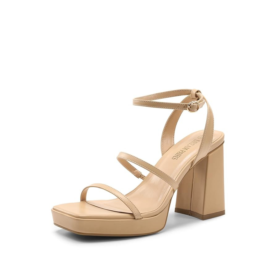 DREAM PAIRS Women's Platform Strappy Heels Open Toe Ankle Strap Square Party Sandals Y2K Dress Sh... | Amazon (US)