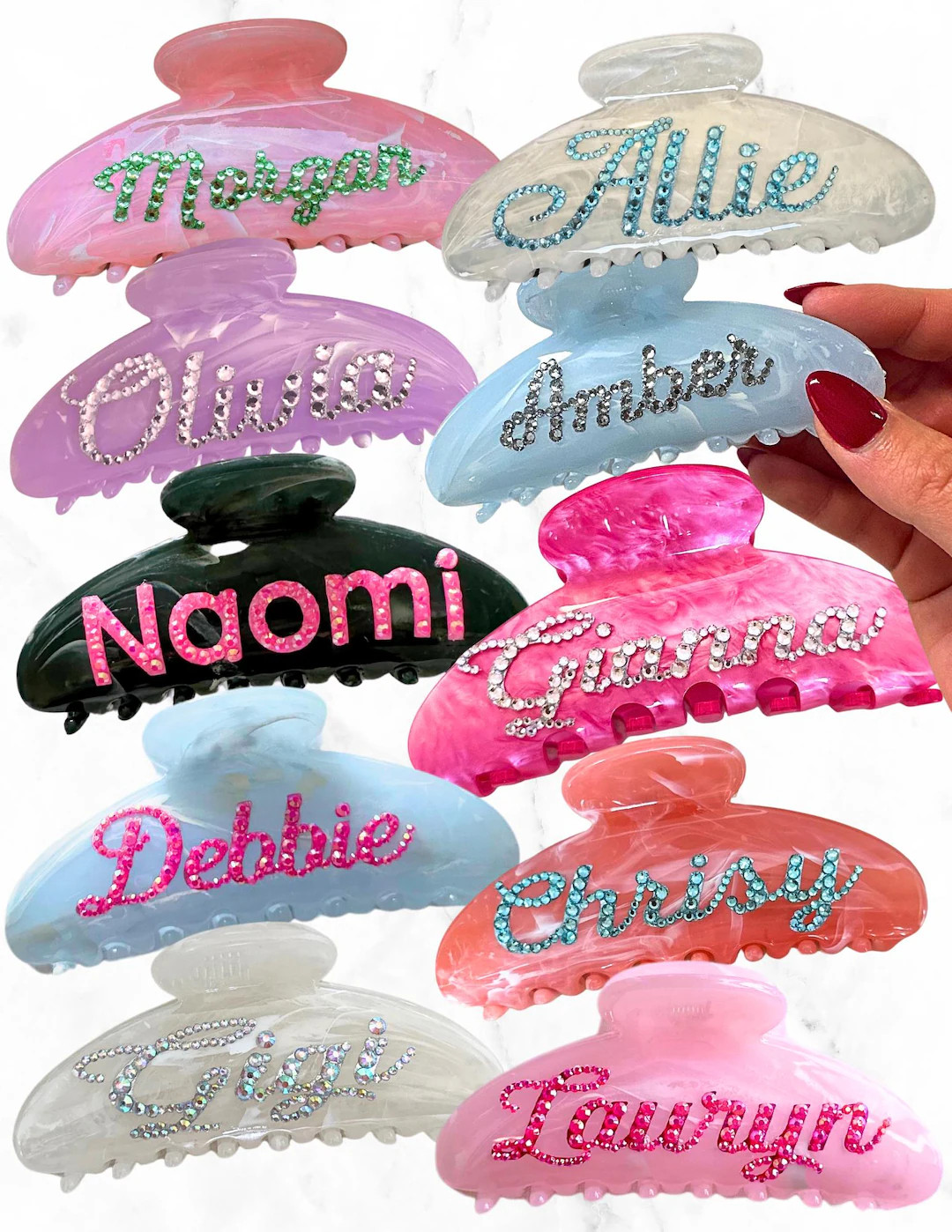 Custom Rhinestone LARGE Claw Hair Clip - Etsy | Etsy (US)