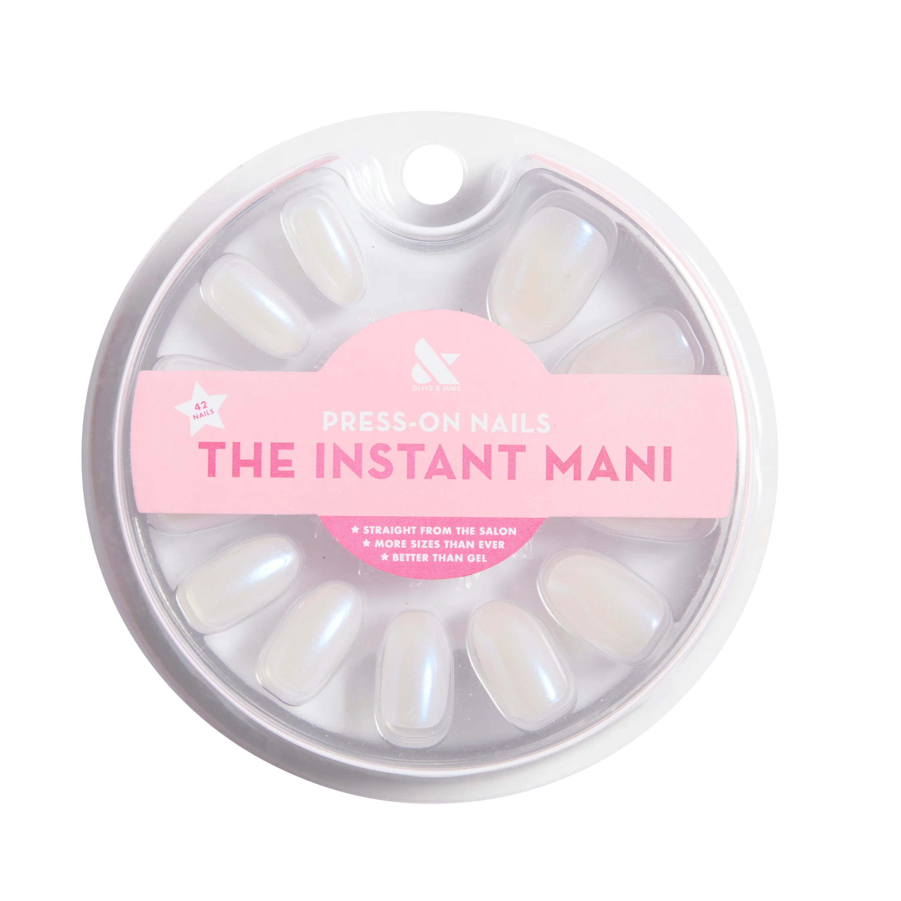 Olive & June Instant Mani Oval Medium Press-On Nails, Pink Goldfish, 42 Pieces | Walmart (US)
