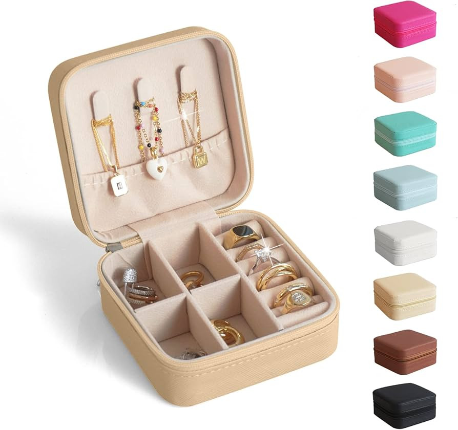 Travel Jewelry Case, Portable Mini Jewelry Travel Organizer, Small Jewelry Boxes for Women, Bride... | Amazon (US)