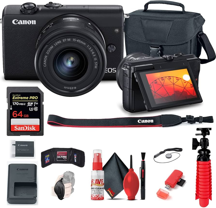 Canon EOS M200 Mirrorless Digital Camera with 15-45mm Lens (Black) (3699C009) + 64GB Memory Card ... | Amazon (US)