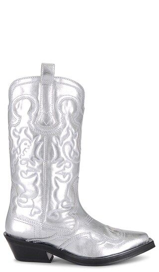 Embroidered Western Boot in Silver | Revolve Clothing (Global)