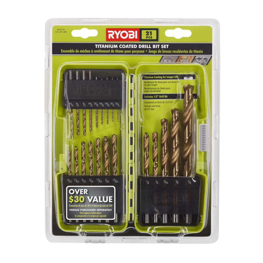 RYOBI Titanium Coated Drill Bit Set (21-Piece) | The Home Depot
