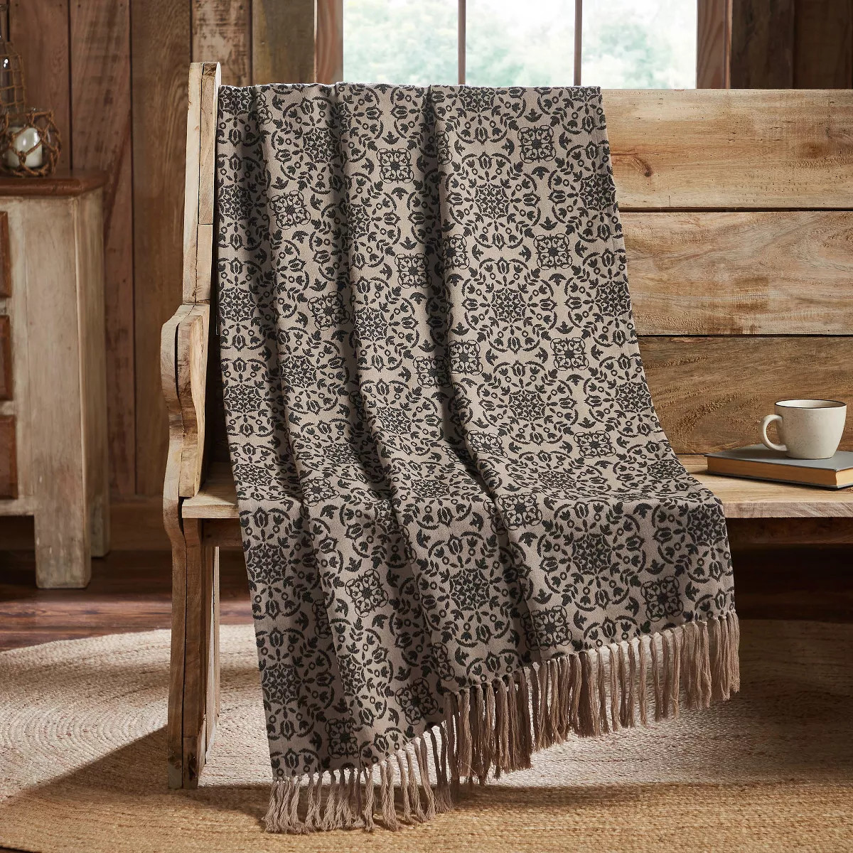 Custom House Black Tan Jacquard Woven Throw 50x60 | Target