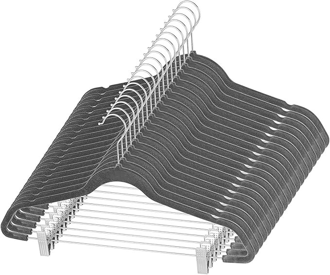 Premium Velvet Skirt Hangers (20 Pack) Non Slip Velvet Pants Hangers with Metal Clips, 360° Hook... | Amazon (US)