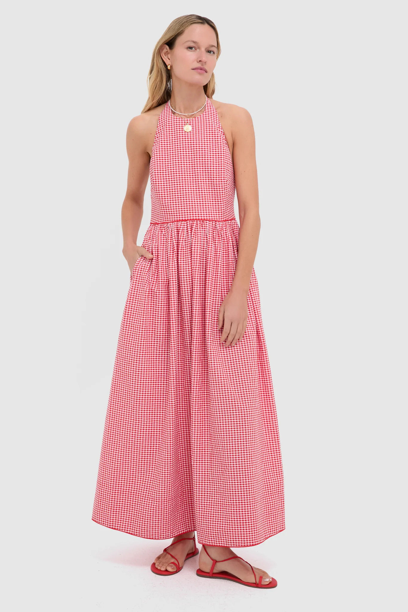 Red Gingham Halter Marcie Dress | Tuckernuck (US)